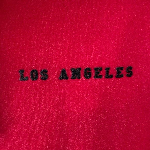 Juicy Couture Spell Out Los Angeles Womens Size XS Oversized Red Velour Hoodie - Picture 4 of 15